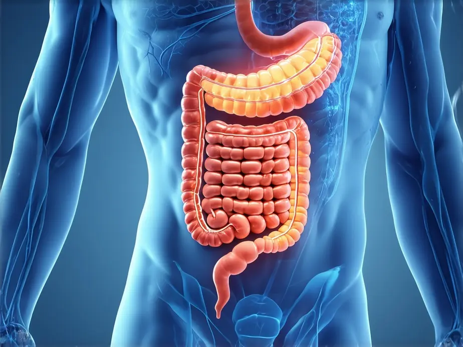 Representação da prisão de ventre no intestino humano