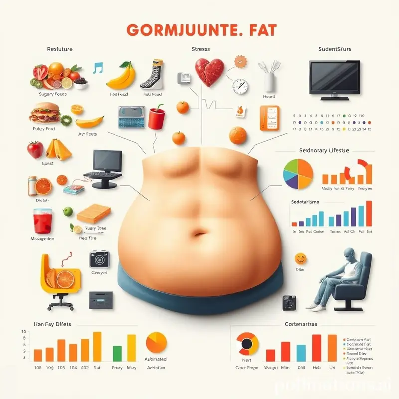 Fatores que contribuem para a gordura abdominal.
