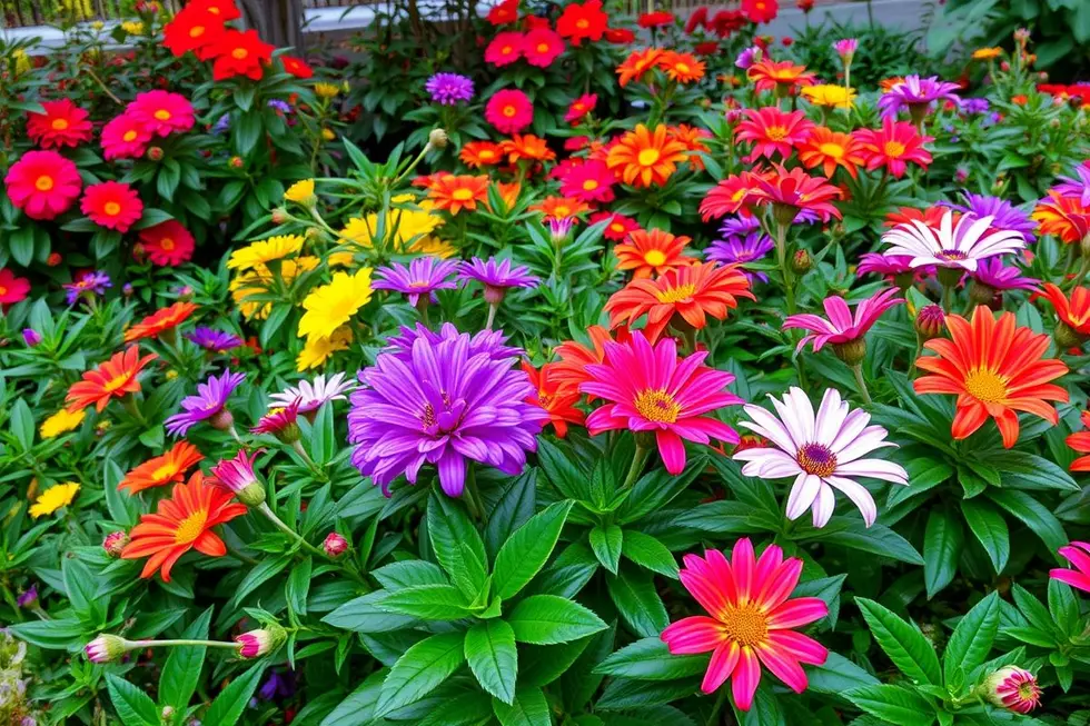 Um belo jardim com diferentes tipos de azaleias em flor.