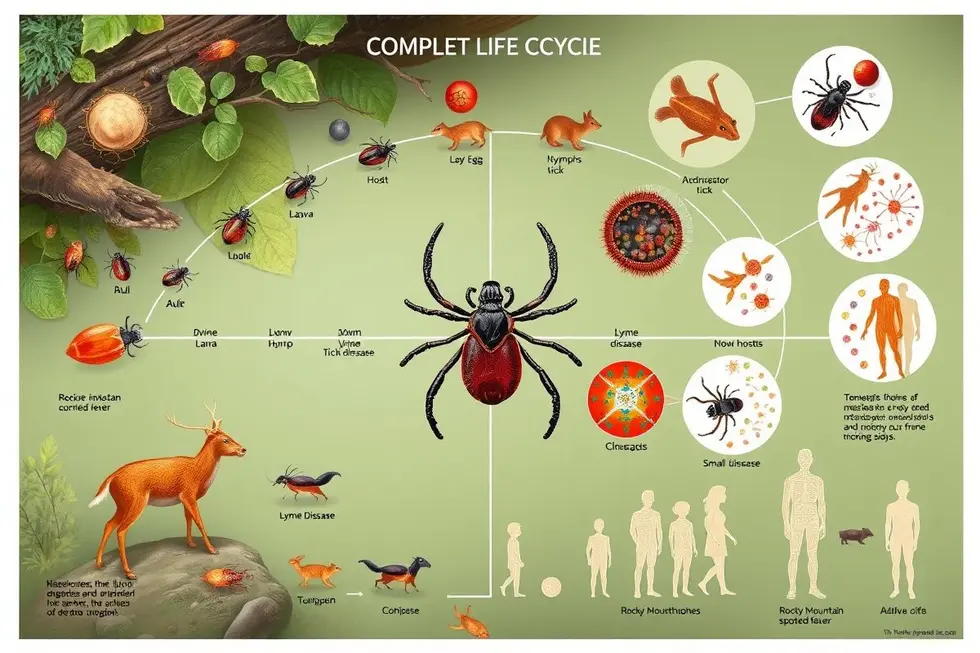 Ciclo de vida do carrapato e transporte do parasita Babesia.