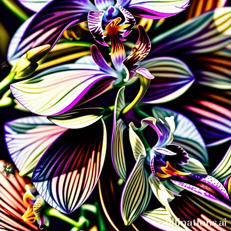 Close de uma orquídea em flor com pétalas vibrantes e delicadas.