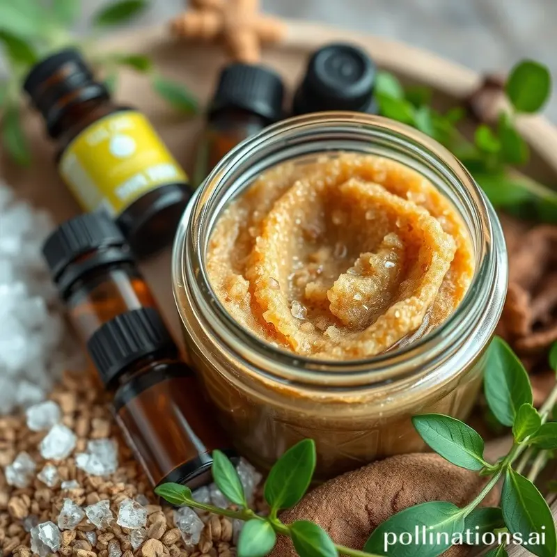 Mulher usando esfoliante corporal em um ritual de bem-estar.