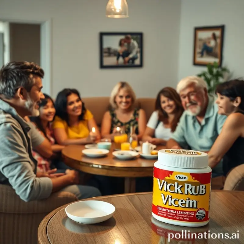 Familia reunida, mostrando felicidade e bem-estar com o uso de Vick VapoRub