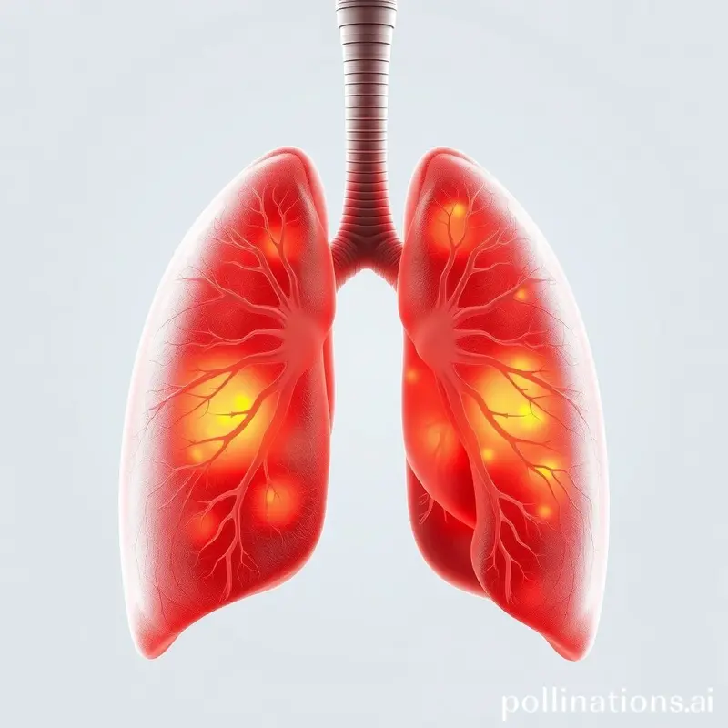 Ilustração dos pulmões mostrando o acúmulo de líquido no edema pulmonar.