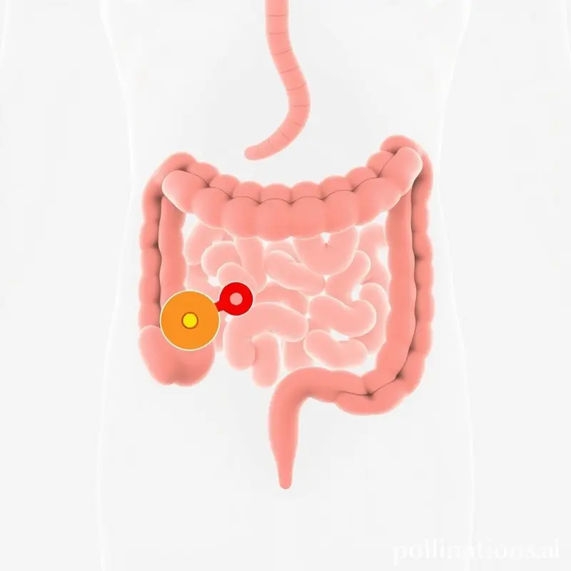 Ilustração do intestino humano mostrando áreas relacionadas à constipação.