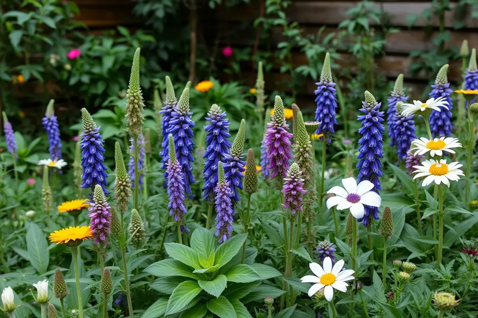 Jardim repleto de plantas medicinais, simbolizando o valor terapêutico das ervas na saúde natural.