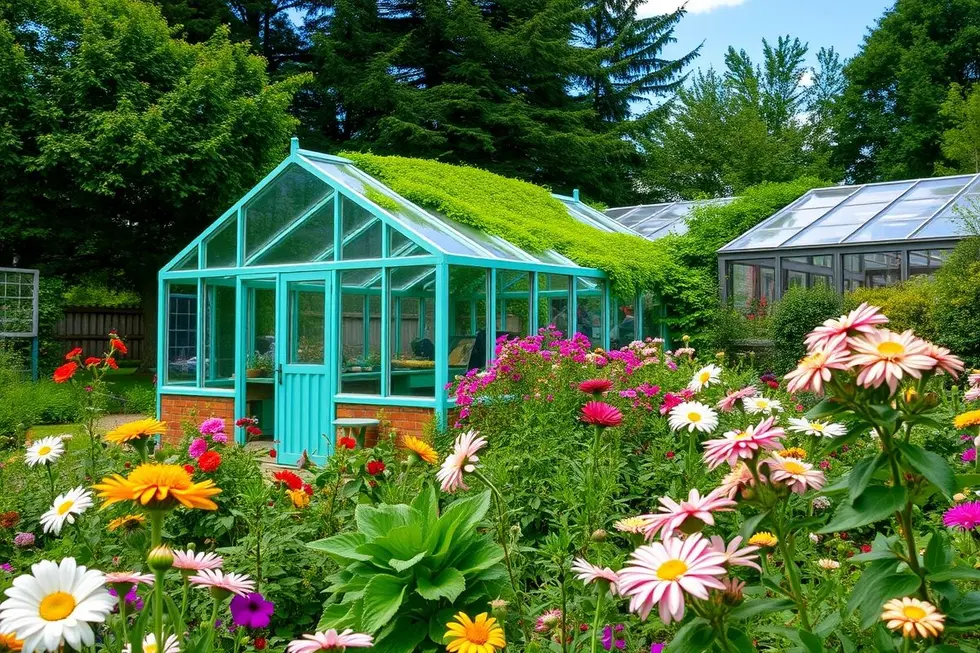 11 Segredos Para Criar o Jardim Secreto Perfeito 7 Estufa vibrante em meio ao jardim.