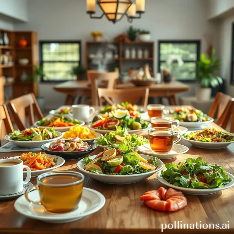 Mesa de jantar com pratos saudáveis, evidenciando a importância da alimentação no bem-estar.