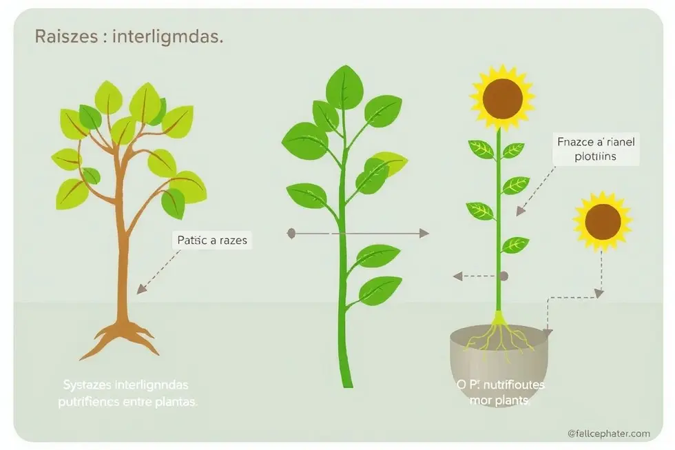Diversidade de plantas interagindo em um ecossistema vibrante.