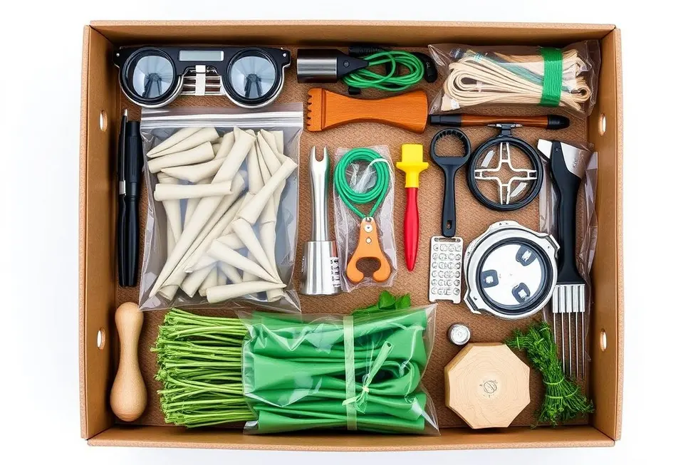 Kit de primeiros socorros integrando ervas medicinais.
