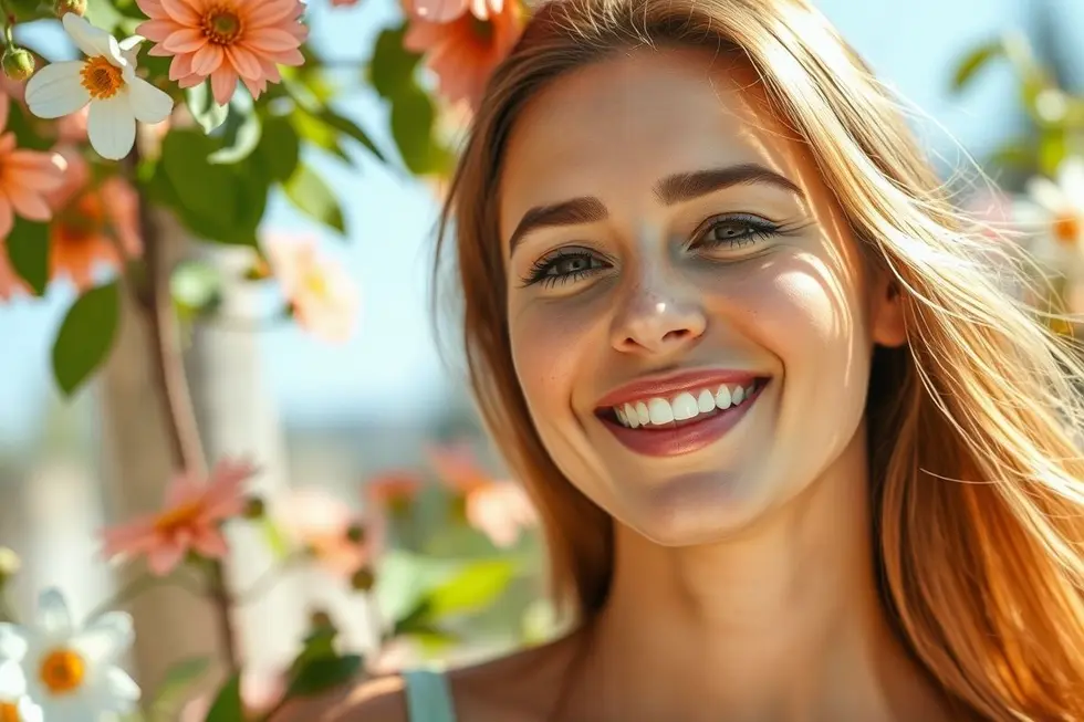 Mulher com pele saudável e radiante.