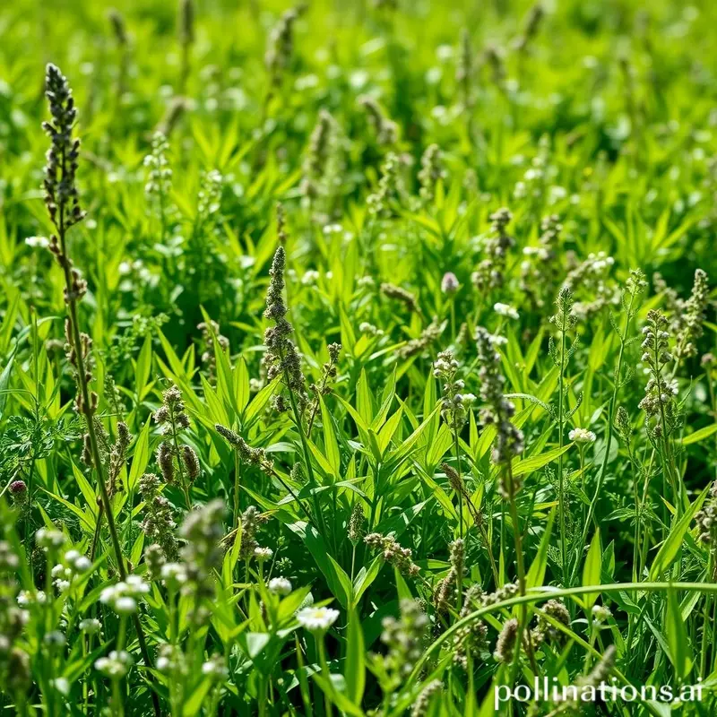Campo verde exuberante com plantas medicinais.