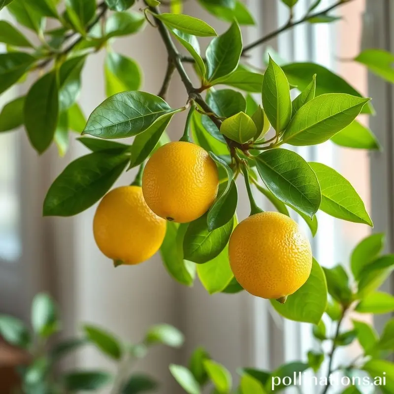 Pé de limão saudável frutificando em um ambiente caseiro.