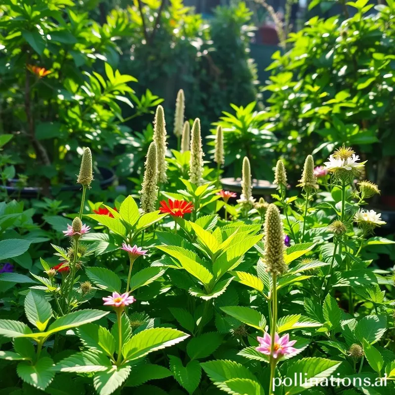 Quintal com diversas plantas medicinais, evidenciando a conexão entre natureza e saúde.