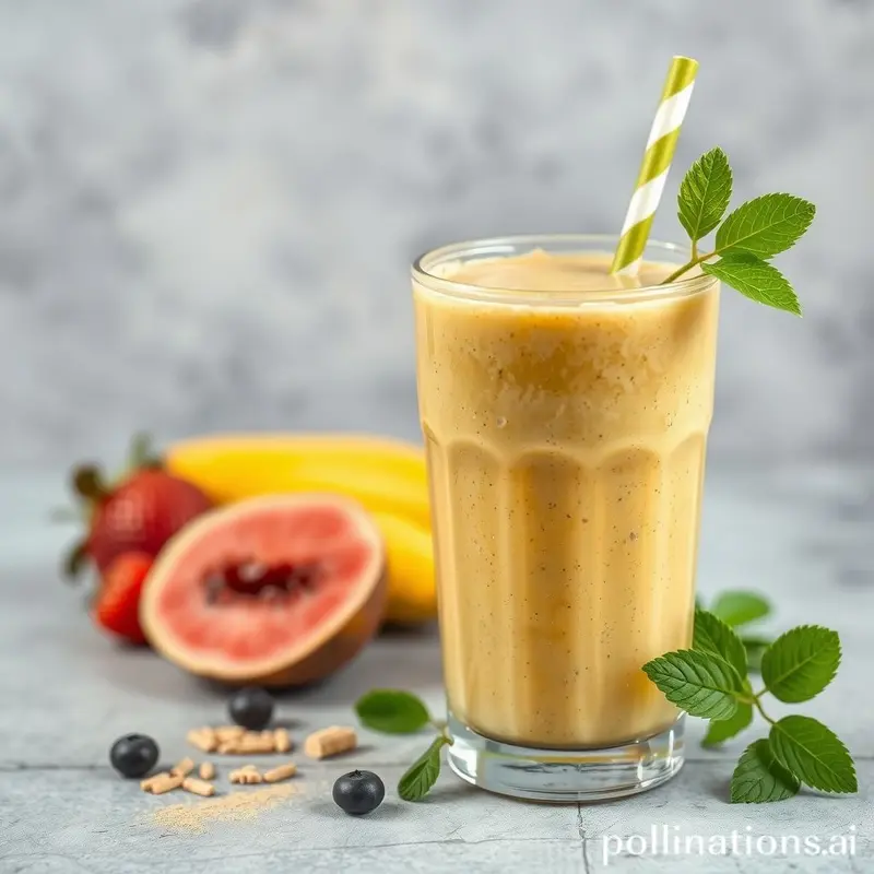 Colágeno hidrolisado em um frasco, com frutas e vegetais ao redor.