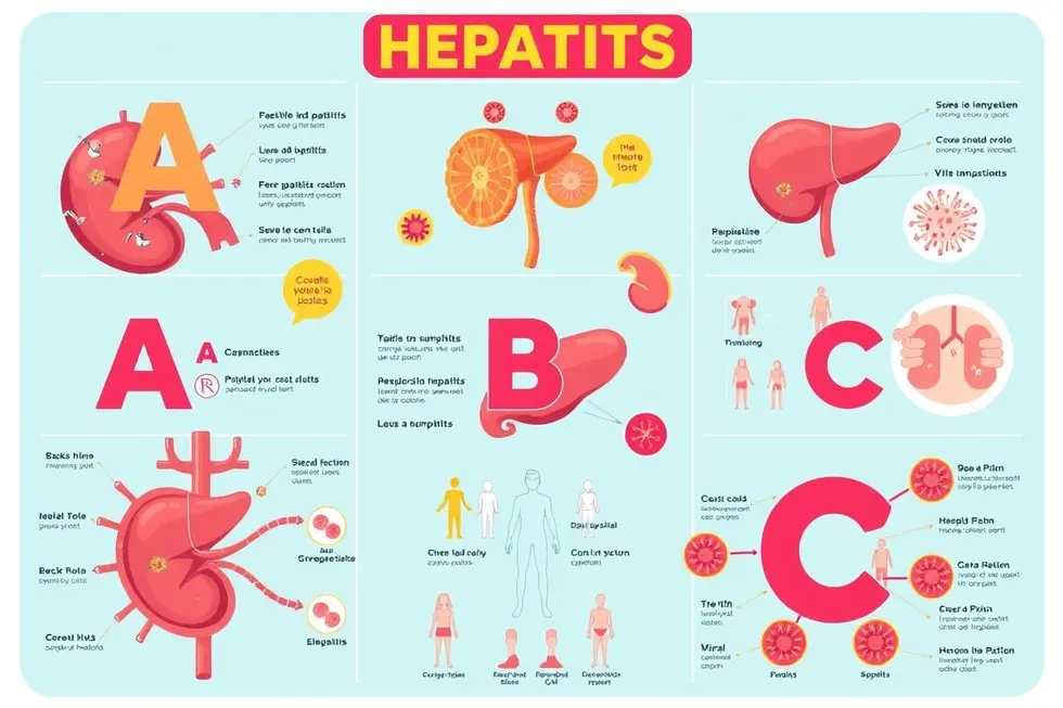 Os diferentes tipos de hepatite e como eles afetam o fígado.