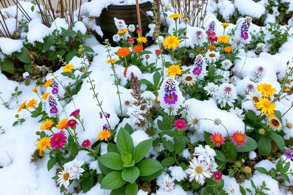 Jardim de inverno com plantas medicinais diversas.