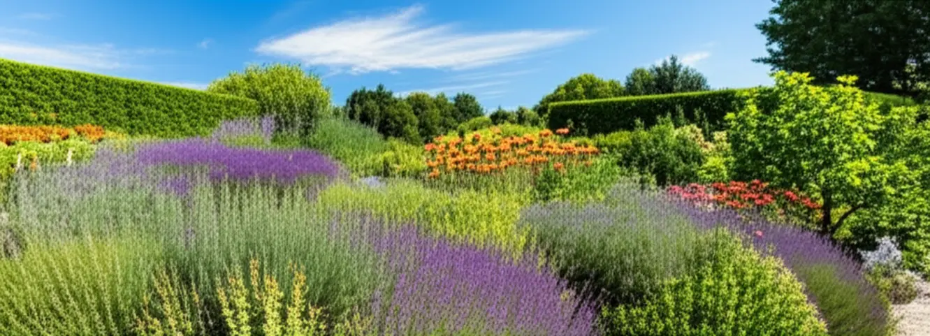 Vista deslumbrante de um jardim de plantas medicinais