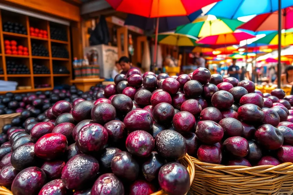 Exposição de jabuticaba em um mercado